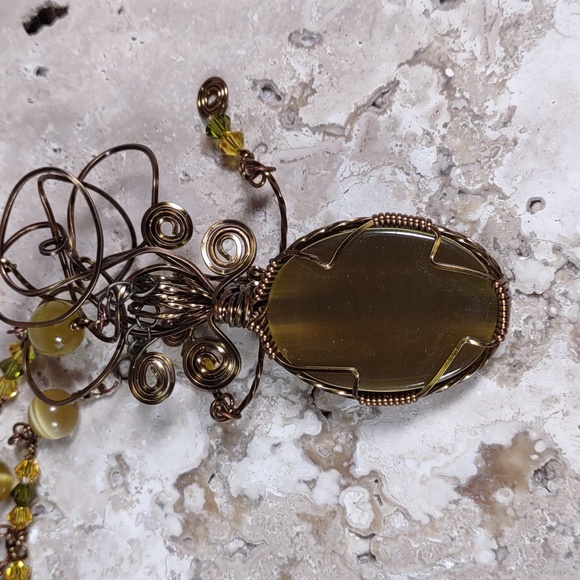 Copper Wire Wrapped Stone Pendant - Picture 7 of 7